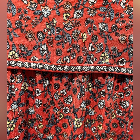 Misses Max Studio Size Small Cross Over 3/4 Length Dress Red Floral Pattern - Picture 5 of 6